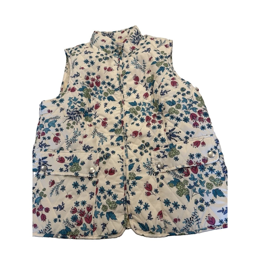 Appleseed'sPaisley Floral Vest Women's Sz Petite Medium (PM) Light Puffer